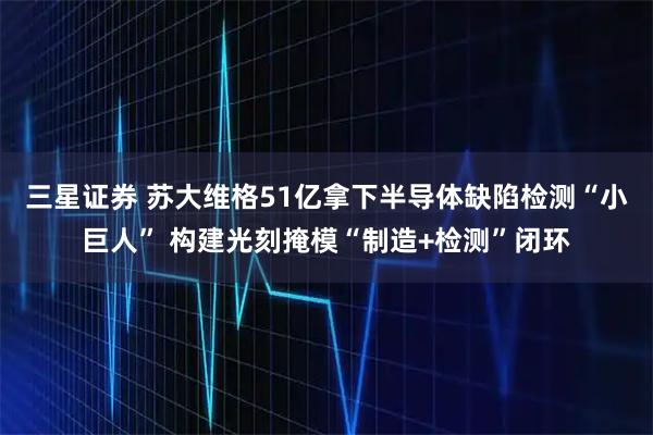 三星证券 苏大维格51亿拿下半导体缺陷检测“小巨人” 构建光刻掩模“制造+检测”闭环